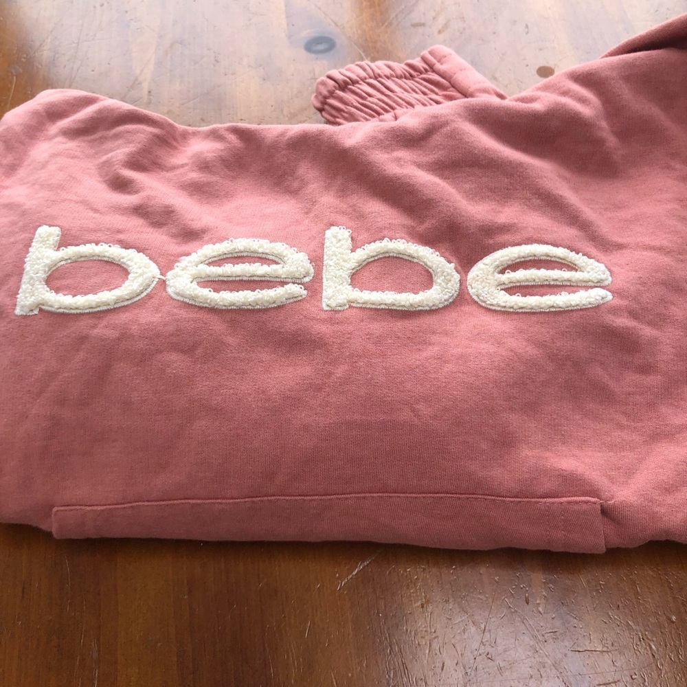 Bebe Sport Pink Sweatshirt/ hoodie with White Logo- in good condition